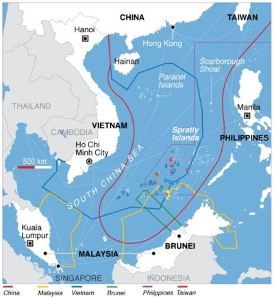 Carte des revendications en mer de Chine méridionale wikipedia