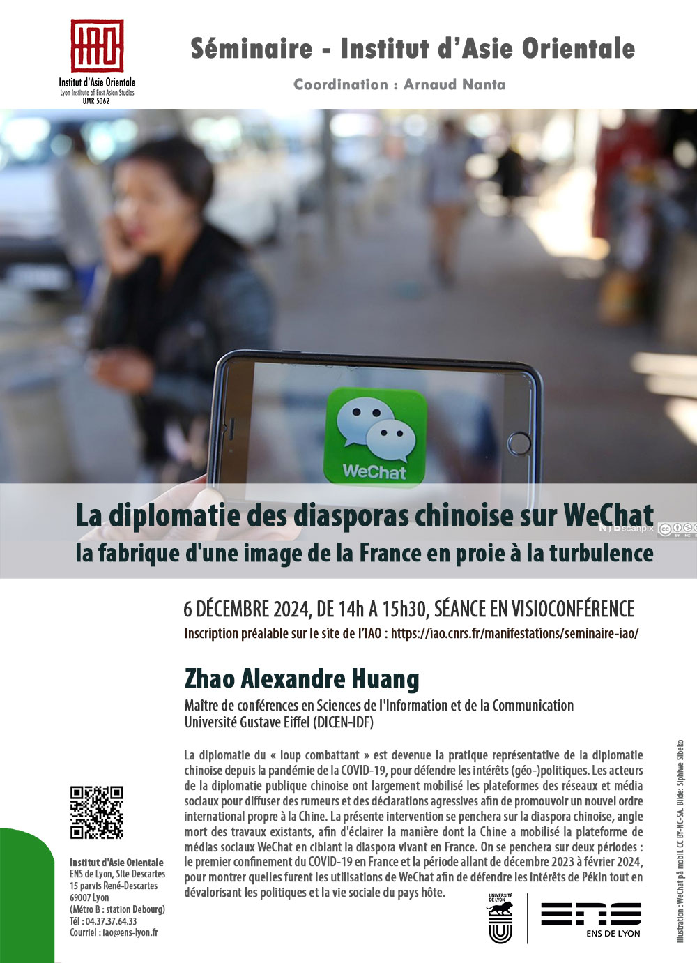 Séminaire iao :La diplomatie des diasporas chinoise sur WeChat : la fabrique d'une image de la France en proie à la turbulence